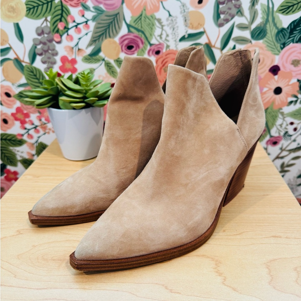 Vince Camuto Tan Ankle Booties with Block Heel